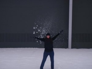 Enjoying my first ever time touching snow 